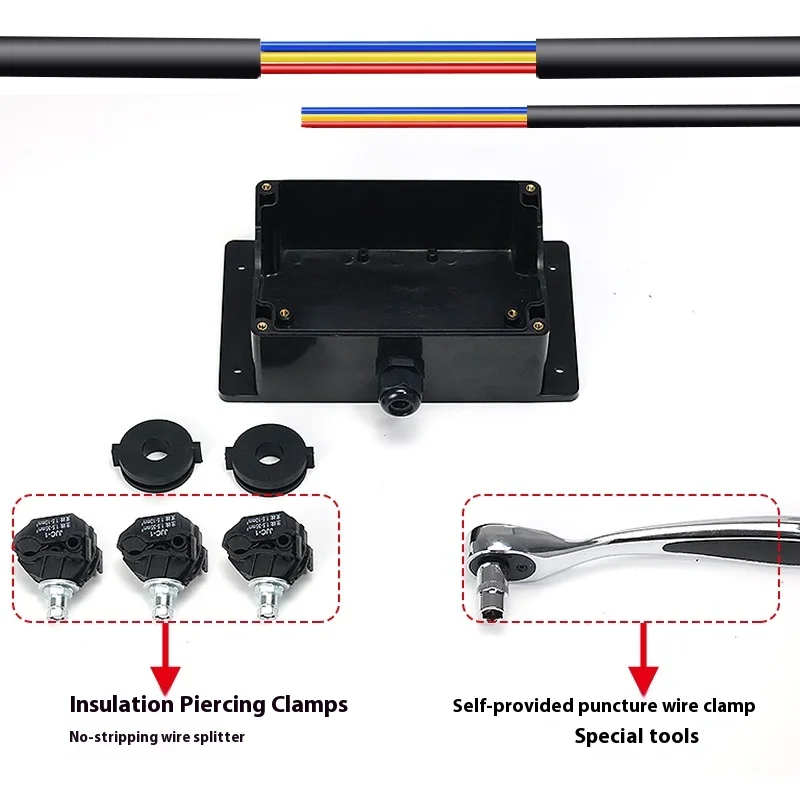 ABS Tunnel Special T-type Waterproof Junction Box Interval Lighting Cable Junction Box IP65 Cable Puncture Clamp Box