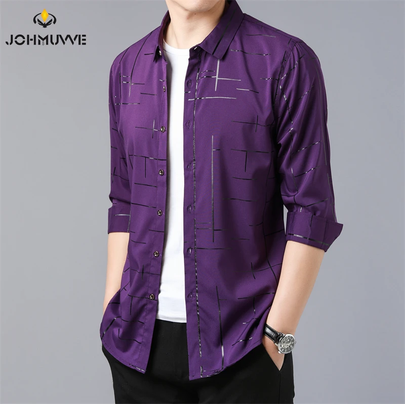 Men's Casual and Fashionable Long Sleeved Printed Shirt, Non Ironing and Wrinkle Resistant Business Top