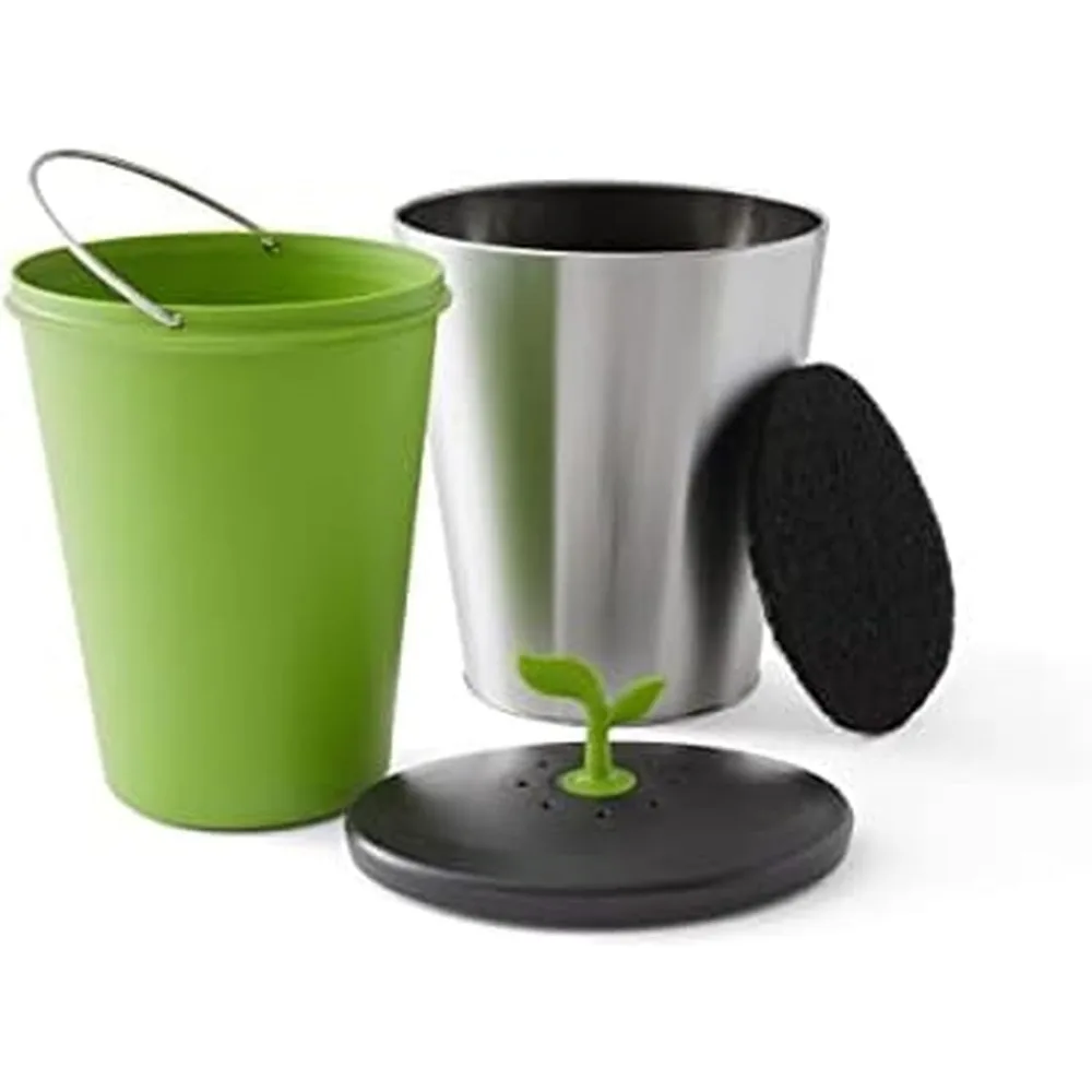 

Eco-Friendly Countertop Compost Bin, 3.3L Steel Gray, Odor-Free Kitchen Waste Solution