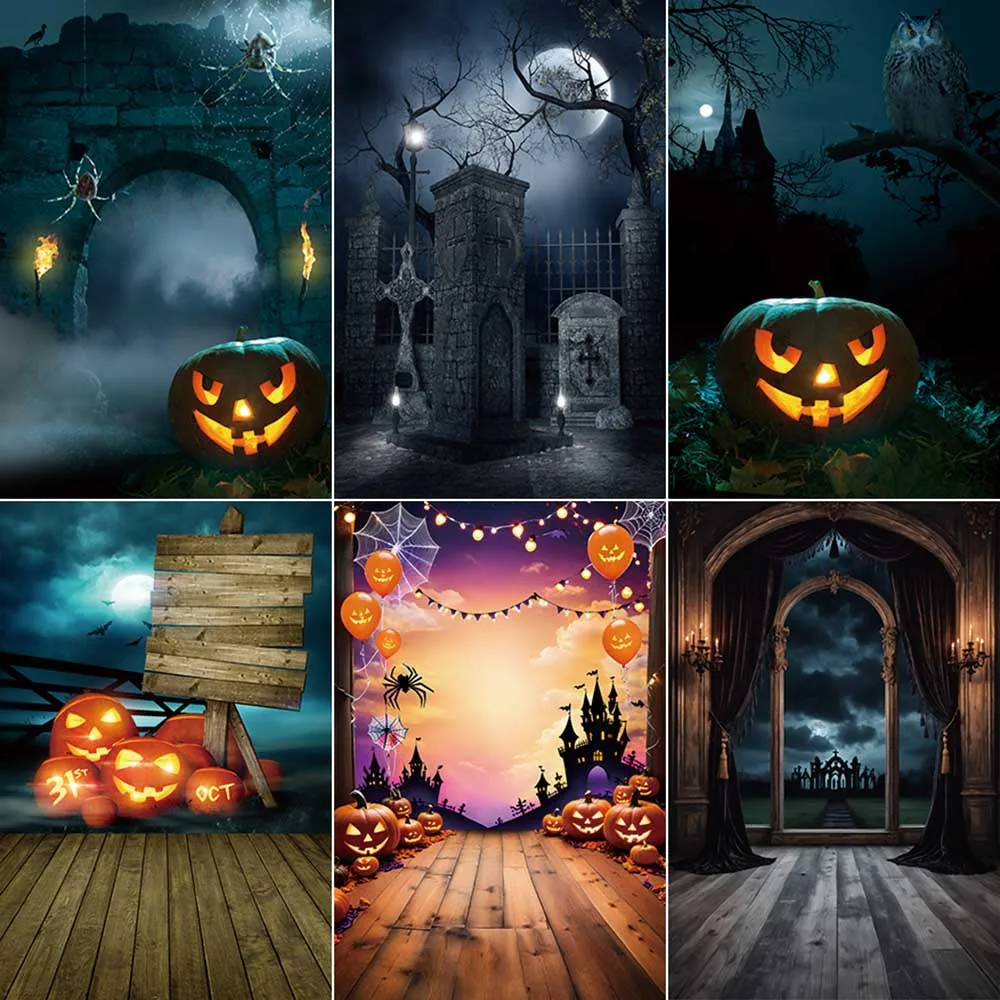 

MOON.QG Halloween 2025 Background Photography Pumpkin Lantern Party Home Photozone Backdrop Children Studio Photobooth Supplies