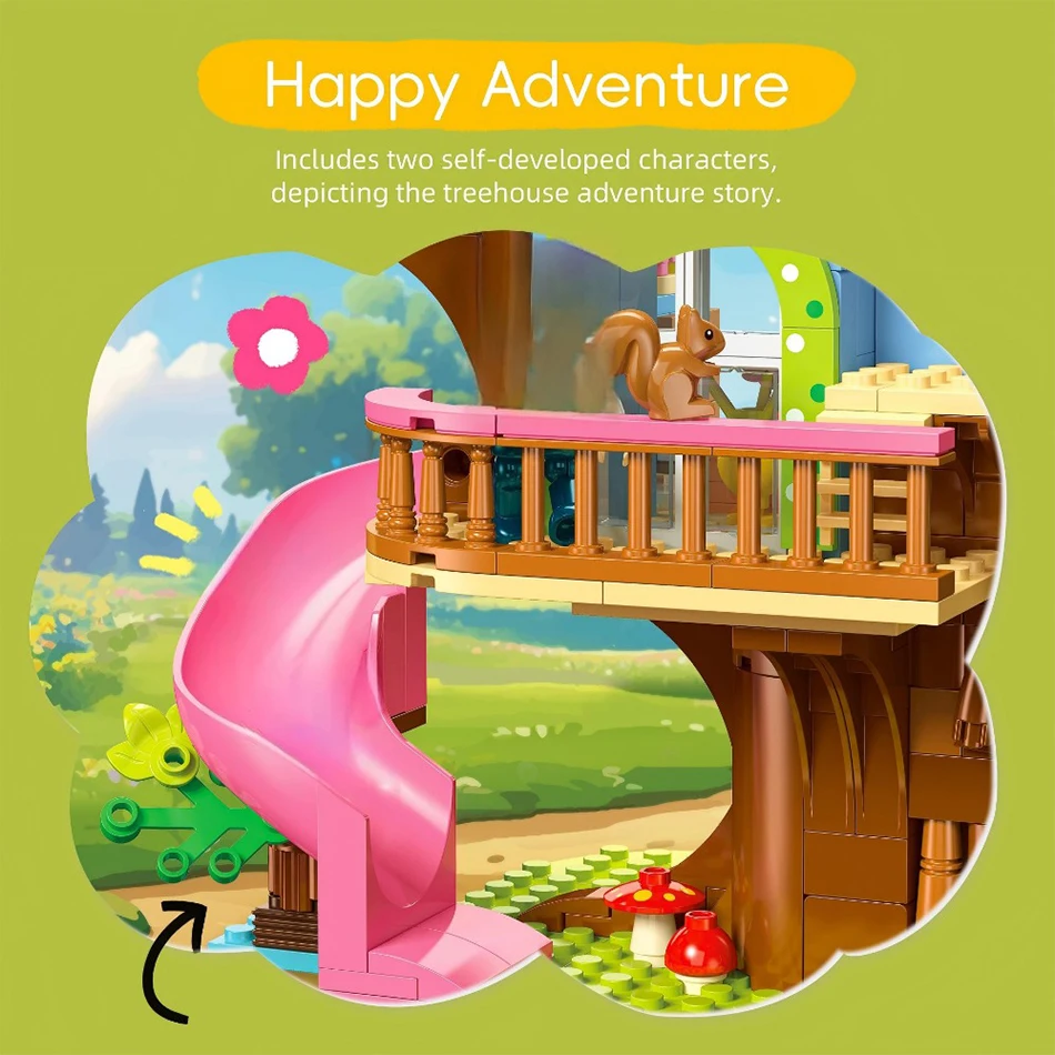 Urban Town Tree House Castle Villa Building Blocks Garden Street Scene DIY Bricks Model SEMT Toys For Kids Girls Boys Gifts