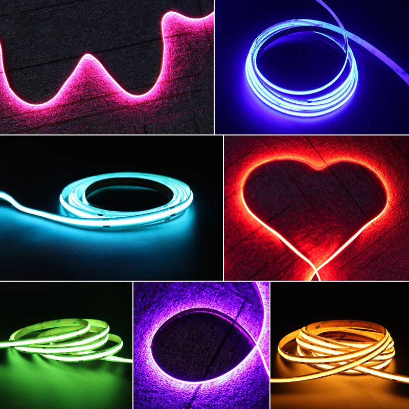 DC5V 4mm COB LED Strip Lights 480LEDs For Car FOB Bar Room Decor Red Blue 6 Color Flexible Ribbon Linear Lighting Adjustable