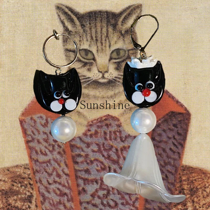 

Wedding cat loves delicate and playful retro fashionable stud earrings clip