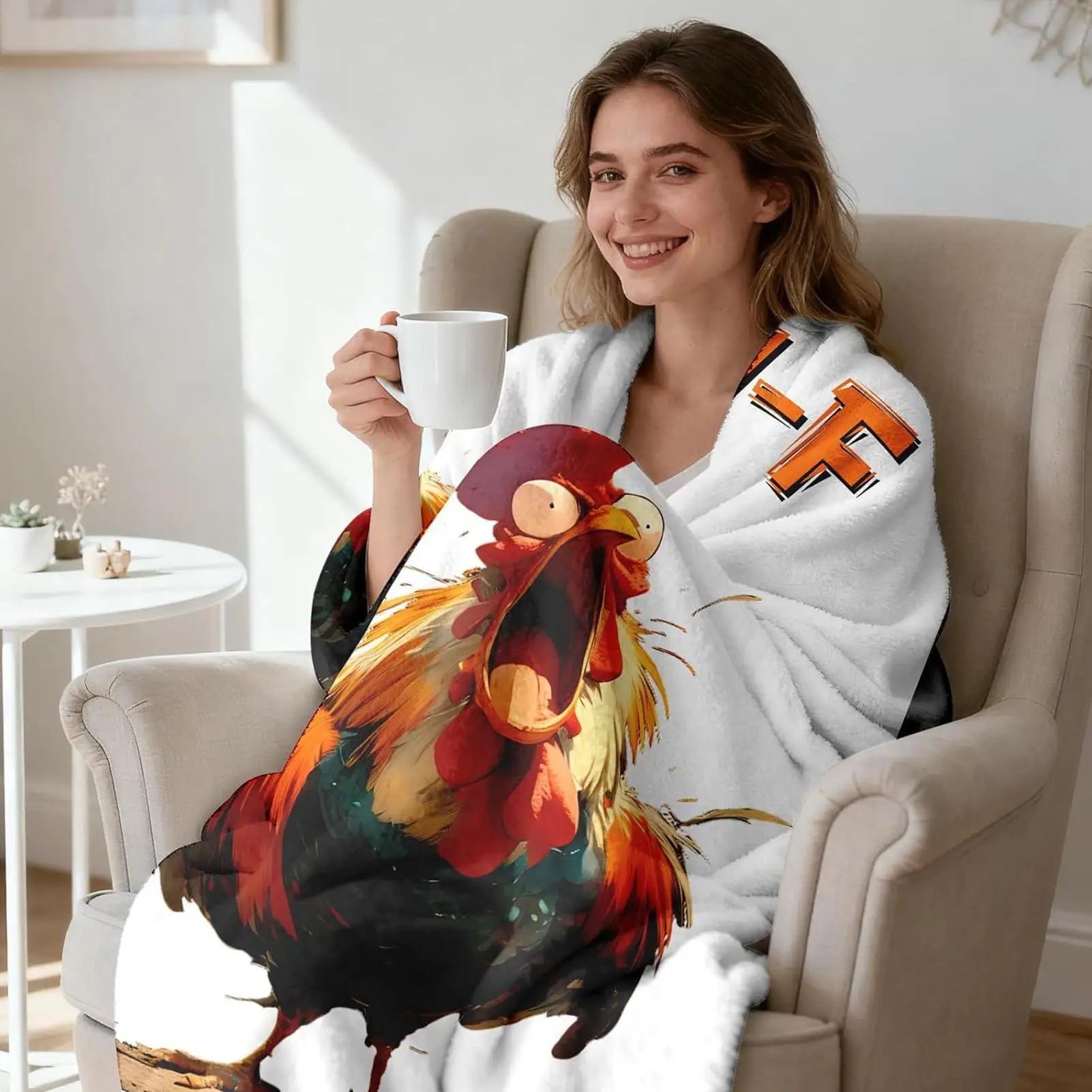Funny Blanket Chicken Winter Soft Gag Wrap Novelty Blanket Bed Throws Bedroom Decor for Couch Bedroom Living Room Farmhouse