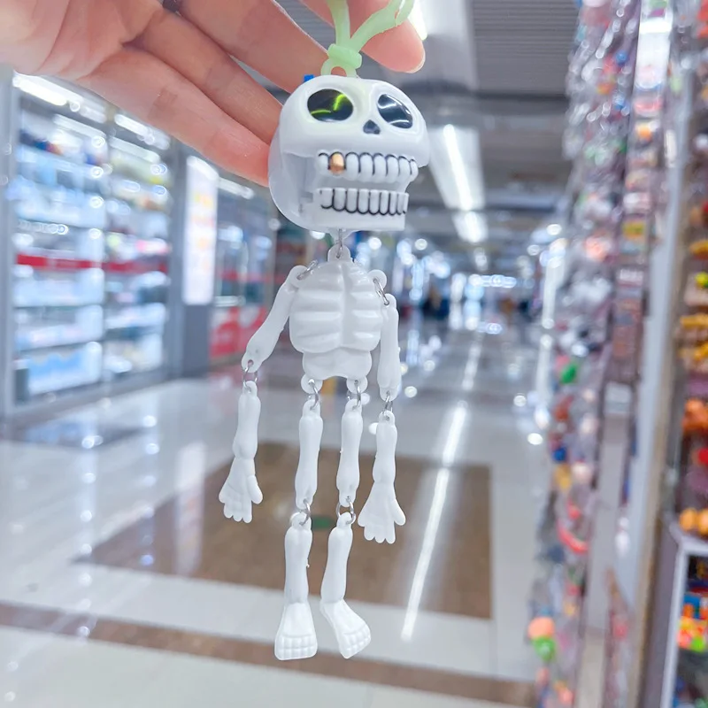 جديد 1 قطعة متعة تتحرك الجمجمة المفاتيح هالوين الهيكل العظمي قلادة كيرينغ للنساء الرجال المجوهرات حقيبة اكسسوارات هدية الجمجمة الحرف اليدوية