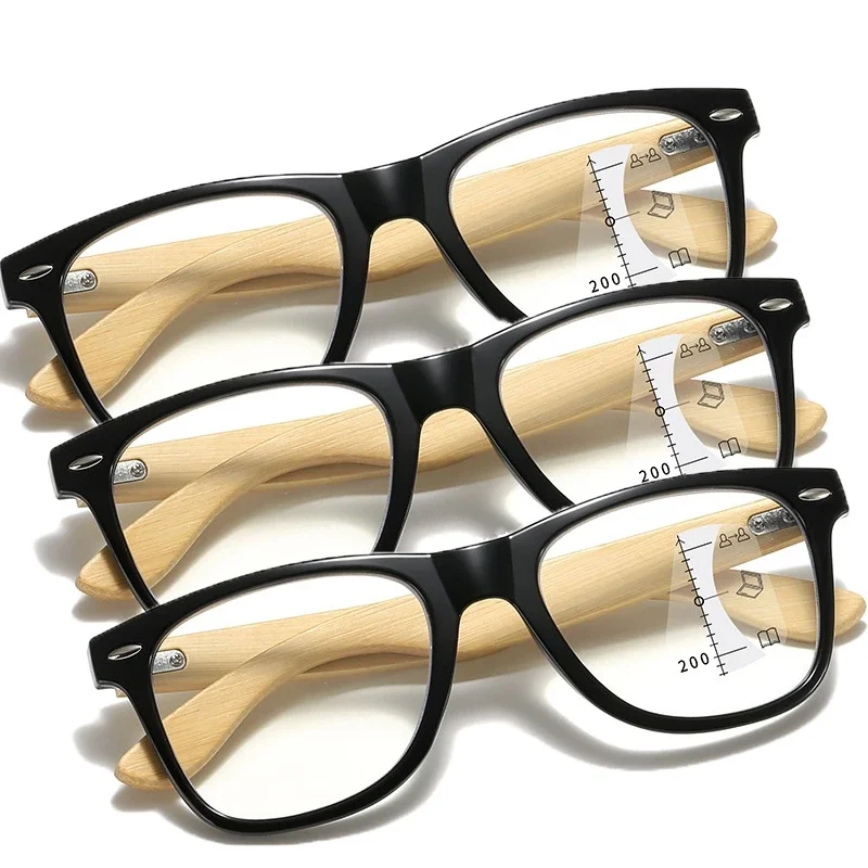 Wooden Templets Multifocal Reading Glasses Unisex Women Progressive Near Far Eyeglasses Men Classic Vintage Far-sighted Glasses