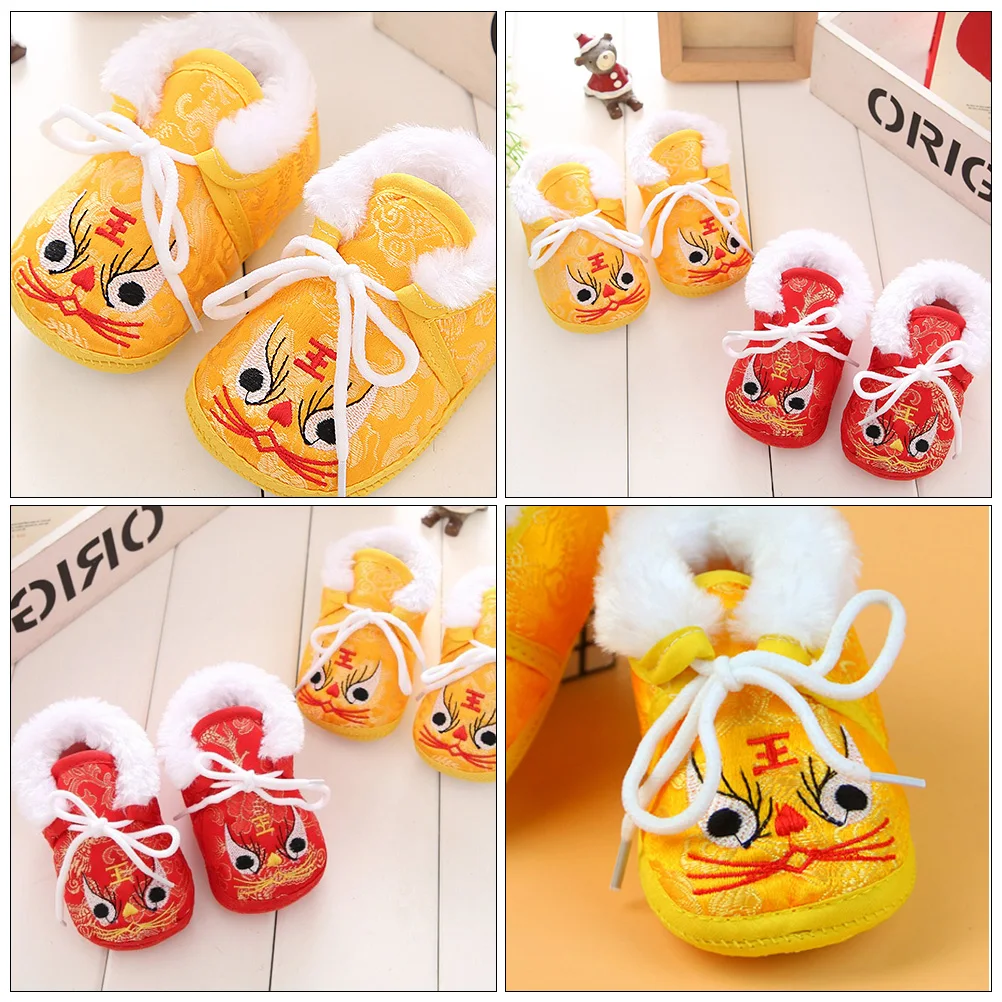 

Tiger head Shoes Warm Cartoon Embroidered Breathable Comfortable Anti skidding Casual Footwear Kids Short Boots Winter Present