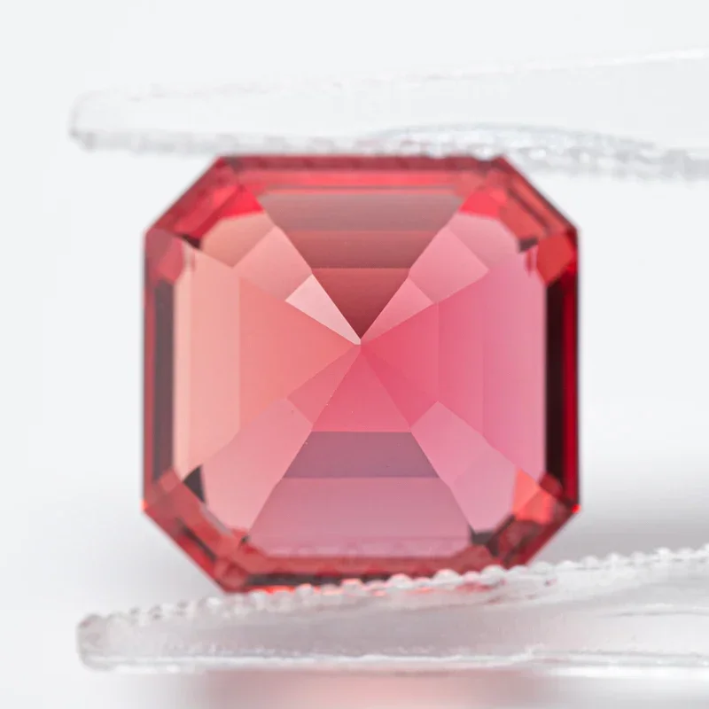 Lab Grown Sapphire Asscher Shape Sunset Red Color Charms VVS1 for DIY Jewelry Making Rings Material Selectable AGL Certificate