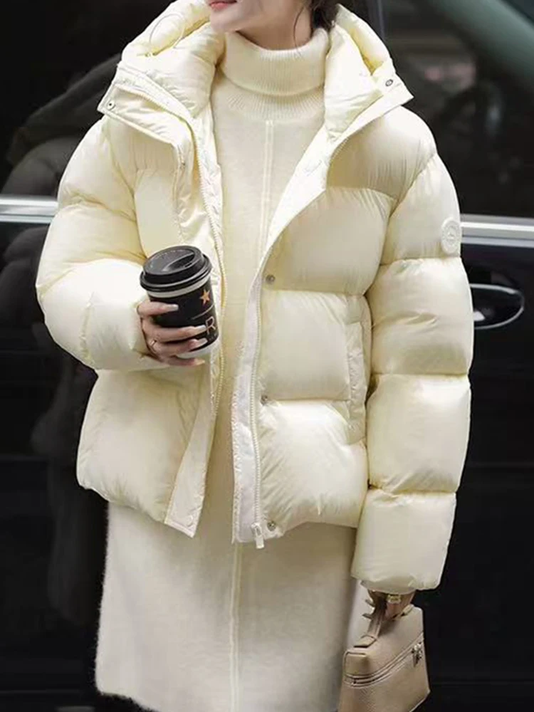 

Puffer Cotton Jaet Women's ort Sle Winter Faion Thiened Bread Coat Loose Fit Slimming Outerwear Casual Commute