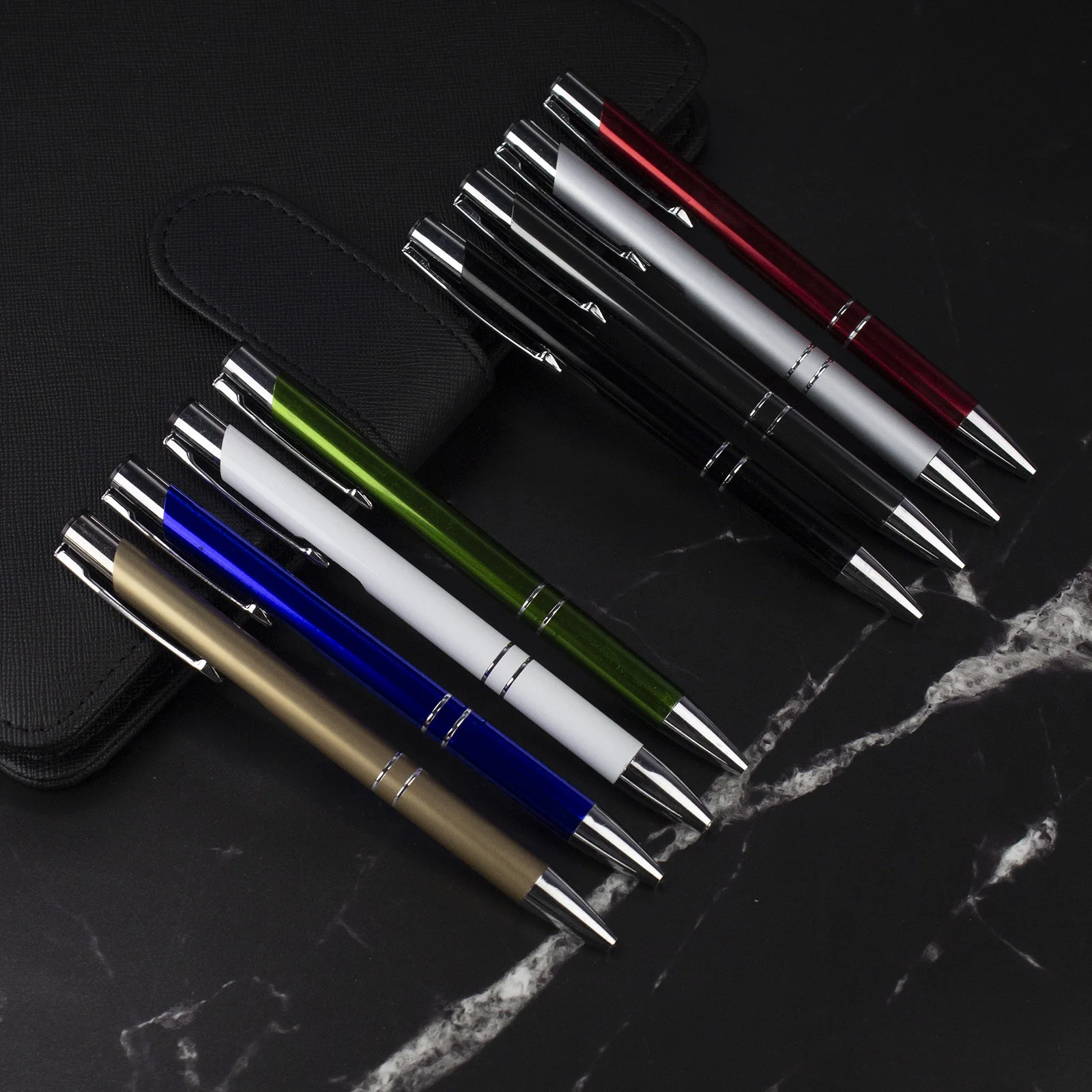 10pcs Customize Logo Pen Gift Ball Pens Free Engraved Metal Barrel Promotional Smooth Writing Stationery Show Display Wedding