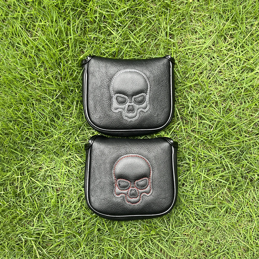 1 housse de protection pour club de golf, housse de tête de club de putting, design tête de mort rouge et blanc, fermeture magnétique, durable et élégante