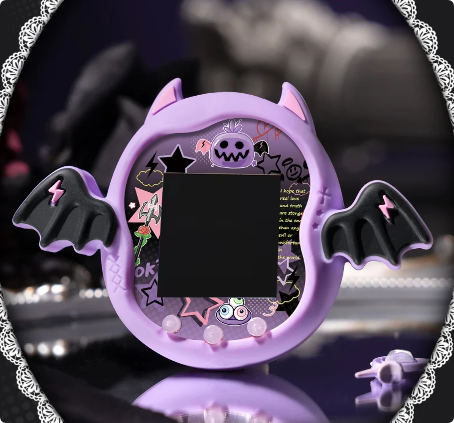 Cute Devil Wings Silicone Soft Protector Shell Panel Sticker Skin Chain For Tamagotchi Uni Protective Case Cover Accessories