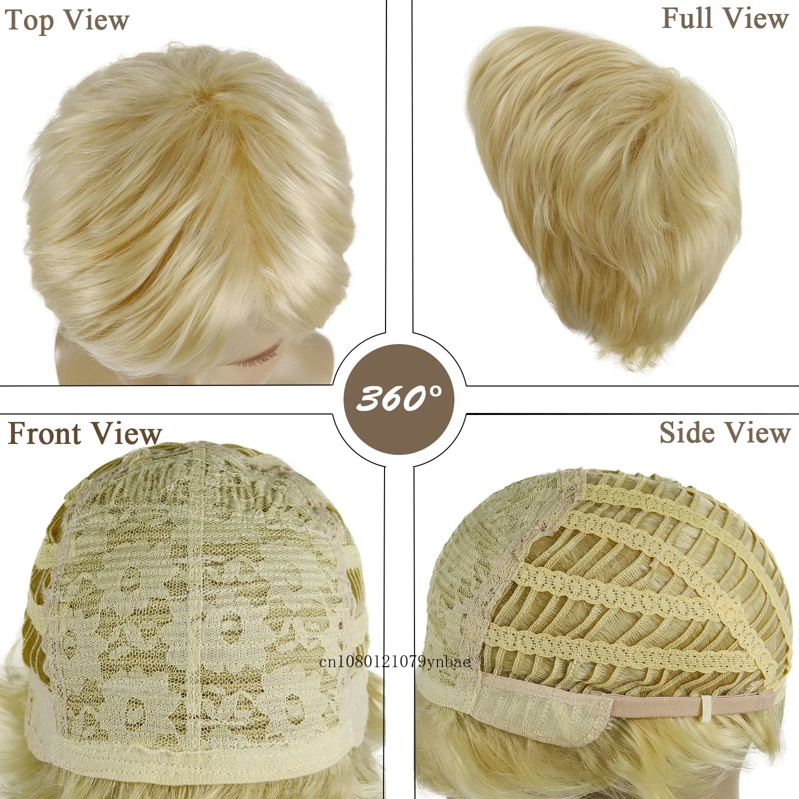 Perruque Synthétique Courte Blonde Lisse avec Frange pour Homme, Degré de Chaleur, Fibre, 03/Cosplay, ix, Taille de Casquette Ajustable