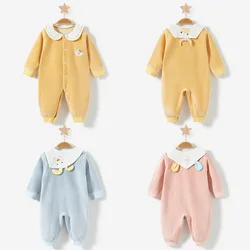 Baby Bodysuit Outgoing Warm and Plucked Men's and Women's Autumn Clothing Infant Romper Set Autumn and Winter