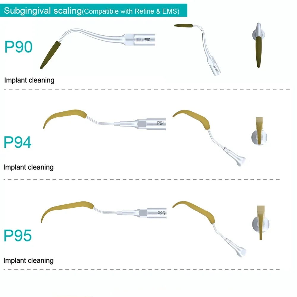 Scaling Tips Fit Refine EMS Mectron P90 P94 P95 P96L P96R Model Scaler Precise Debridement Compatible Inserts Dental Accessories