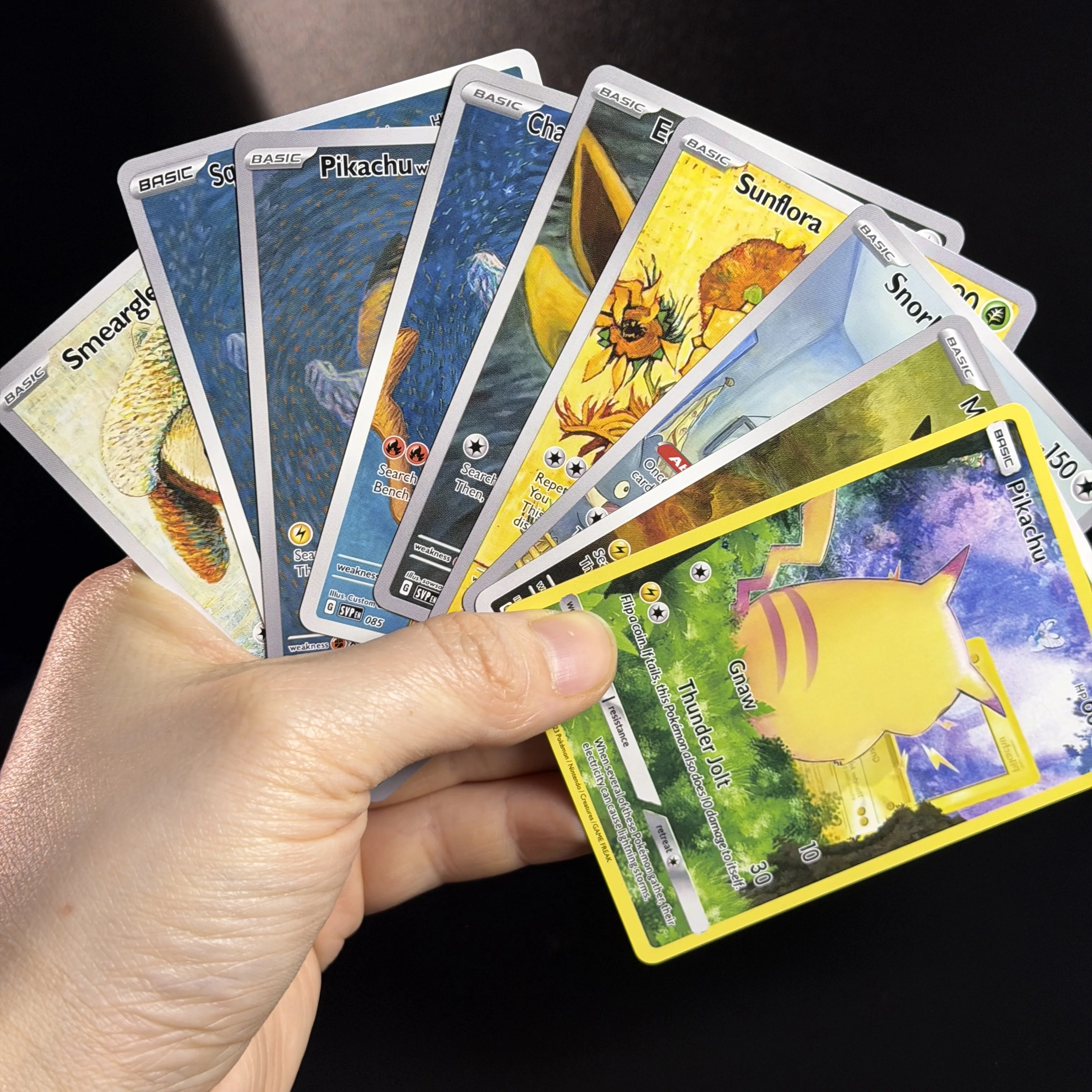 PTCG Van Gogh Custom Proxy Sun Eevee Grey Hat Pikachu Mona Lisa Game Boy Painter Smeargle Bedroom Snorlax Premium Collectible