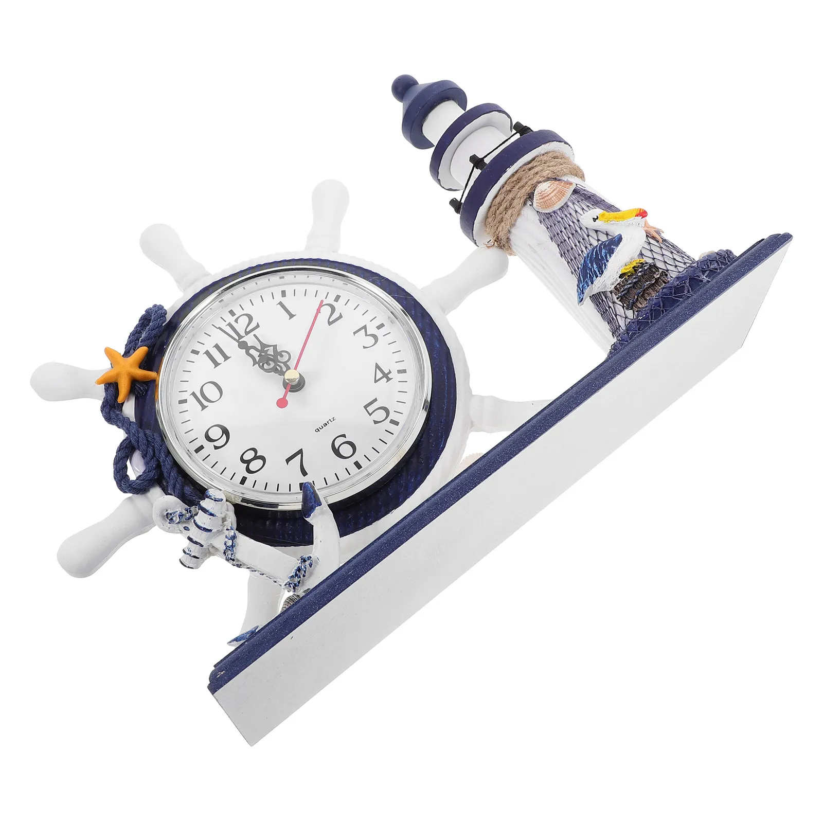 Lighthouse Clock Desktop Ornament – Ocean Theme Home Decor for Living Room, Shelf & Car Interior