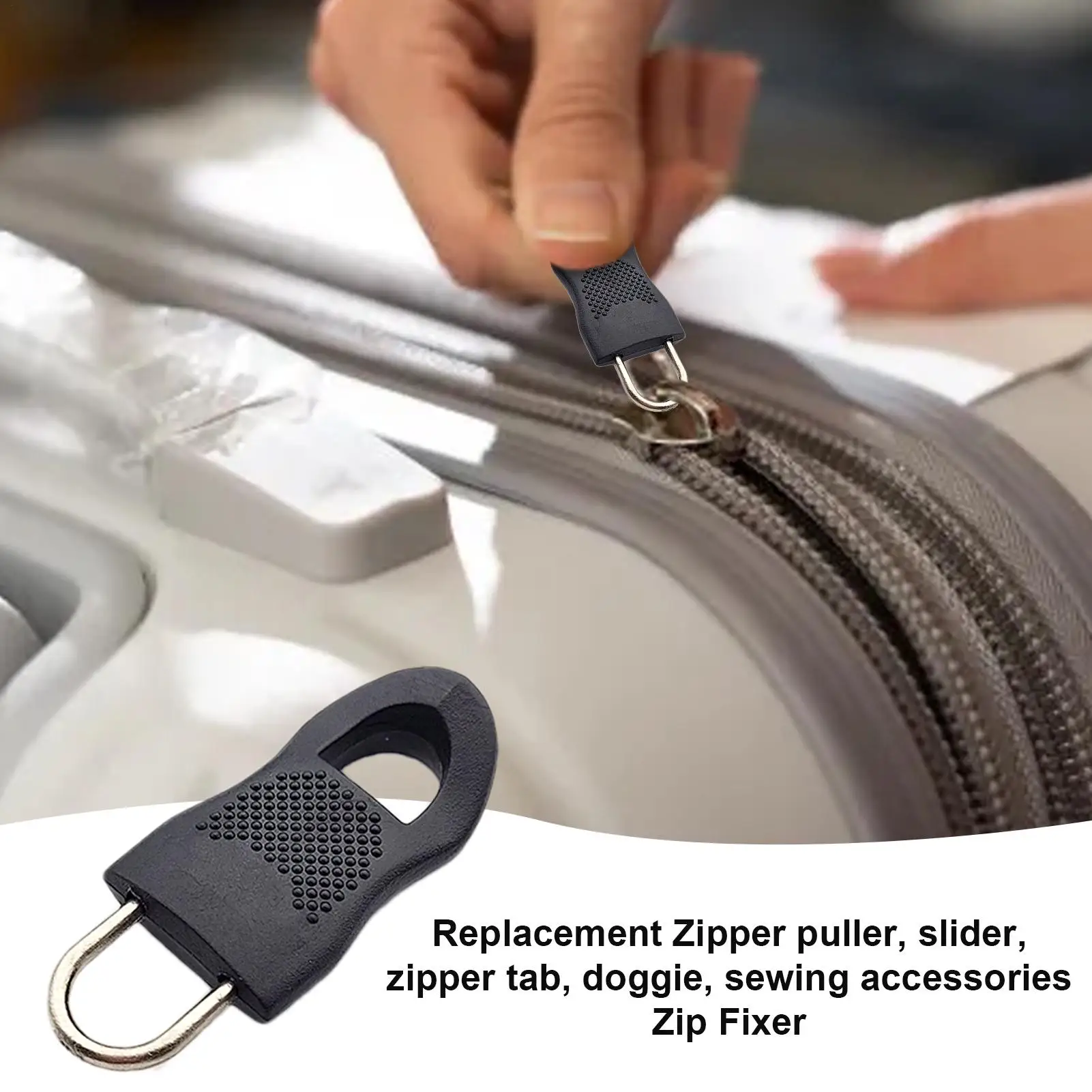 1pcs Replacement Zipper Head Tool-free Removable Zipper Puller for Luggage Schoolbag End Fit Rope Tag Clothing Zip Fixer Broken