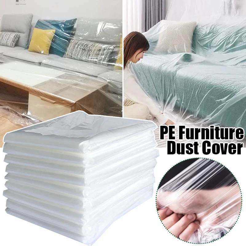 Disposable Furniture Dust Cover Plastic Waterproof Dustproof Transparent Home Moving Decoration Sofa Bed Table Protect Film