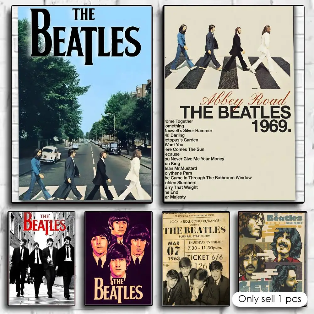 Poster Self-adhesive Painting with prints Home bedroom living room decoration B-Band T-The Beatles