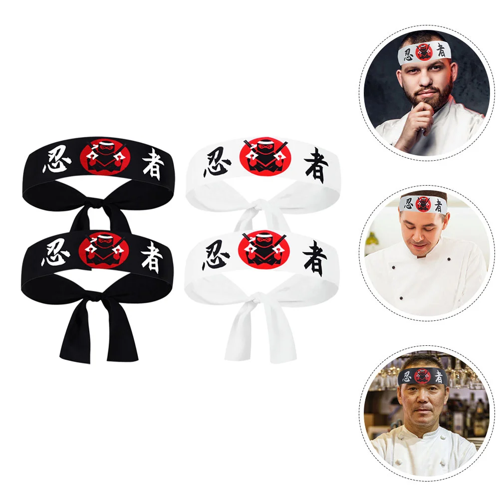 Ninja Hood Exercise Headband Men Sushi Hat Athletic Headbands Chef Uniform Japanese Bandana Workout Sport