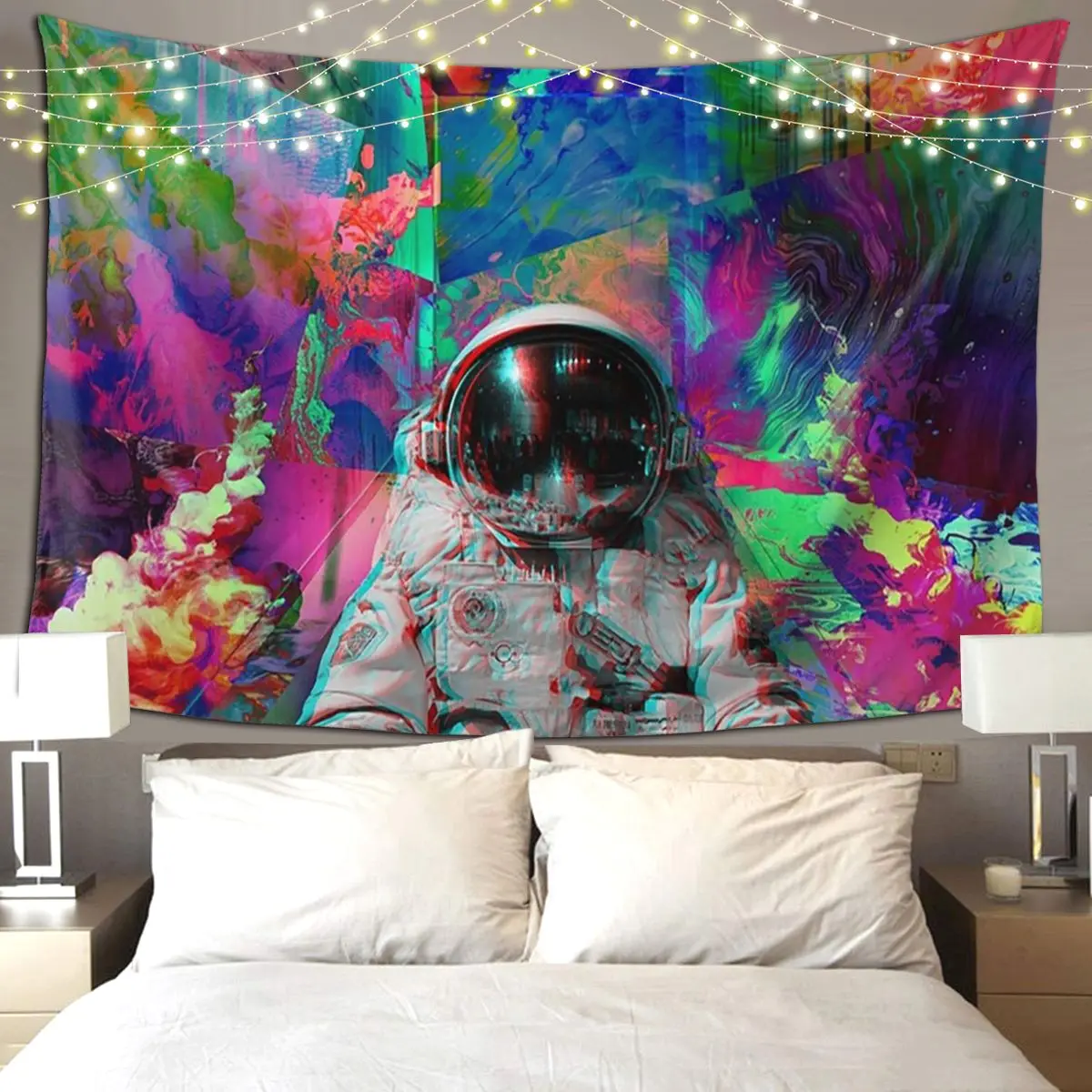 Tripping Space Man Tapestry Hippie Wall Hanging Aesthetic Home Decor Tapestries for Living Room Bedroom Dorm Room