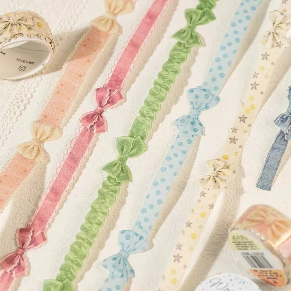 18mm*2m/roll Kawaii Bowknot Pattern Masking Tape Reusable Adhesive DIY Washi Tape Diary Scrapbooking Material Diary Decoration