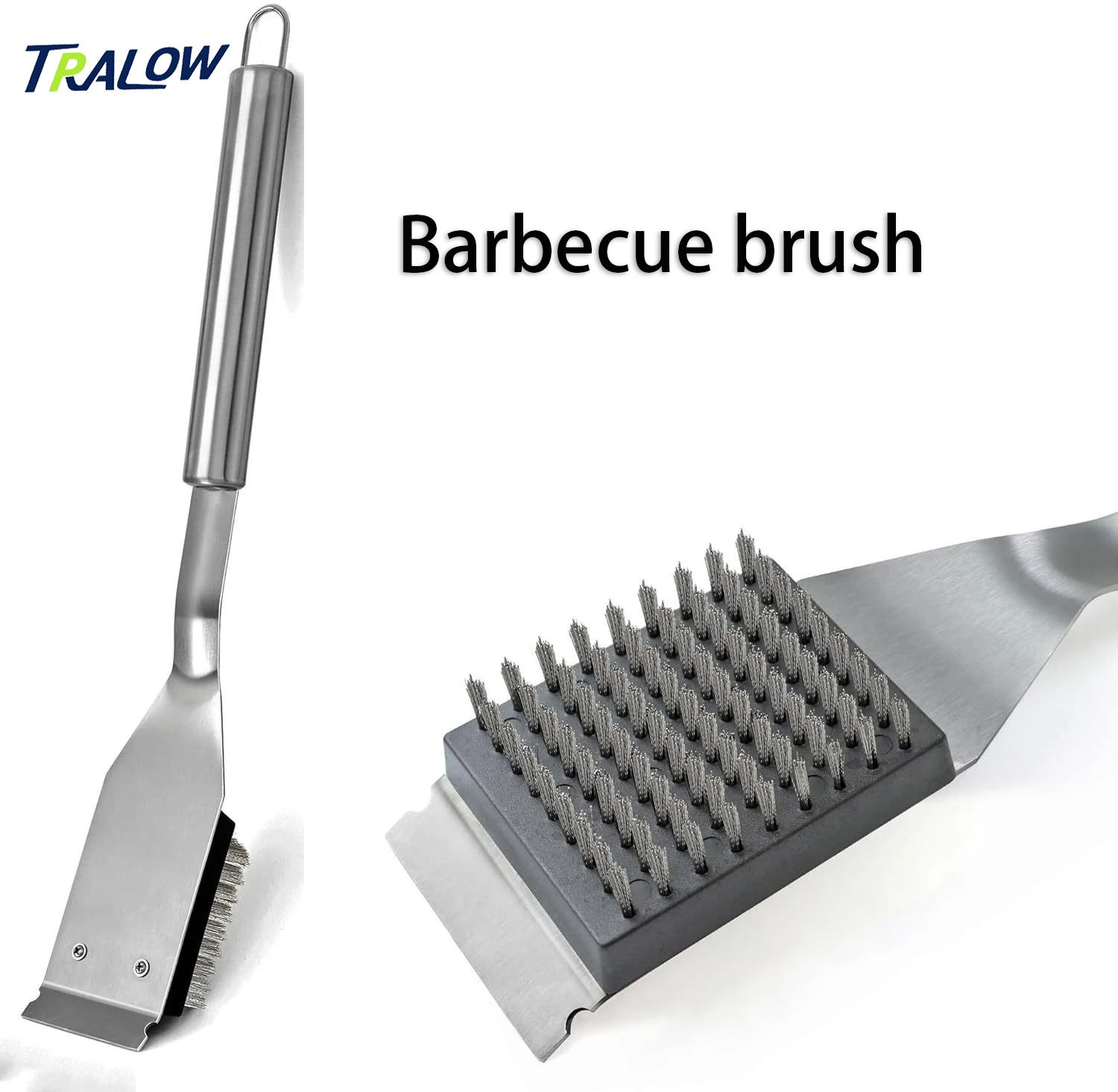 

TRALOW Heavy-Duty BBQ Grill Brush Scraper Reusable Grill for Stubborn Grease Rust Char Compatible with Smoker Grills Camping