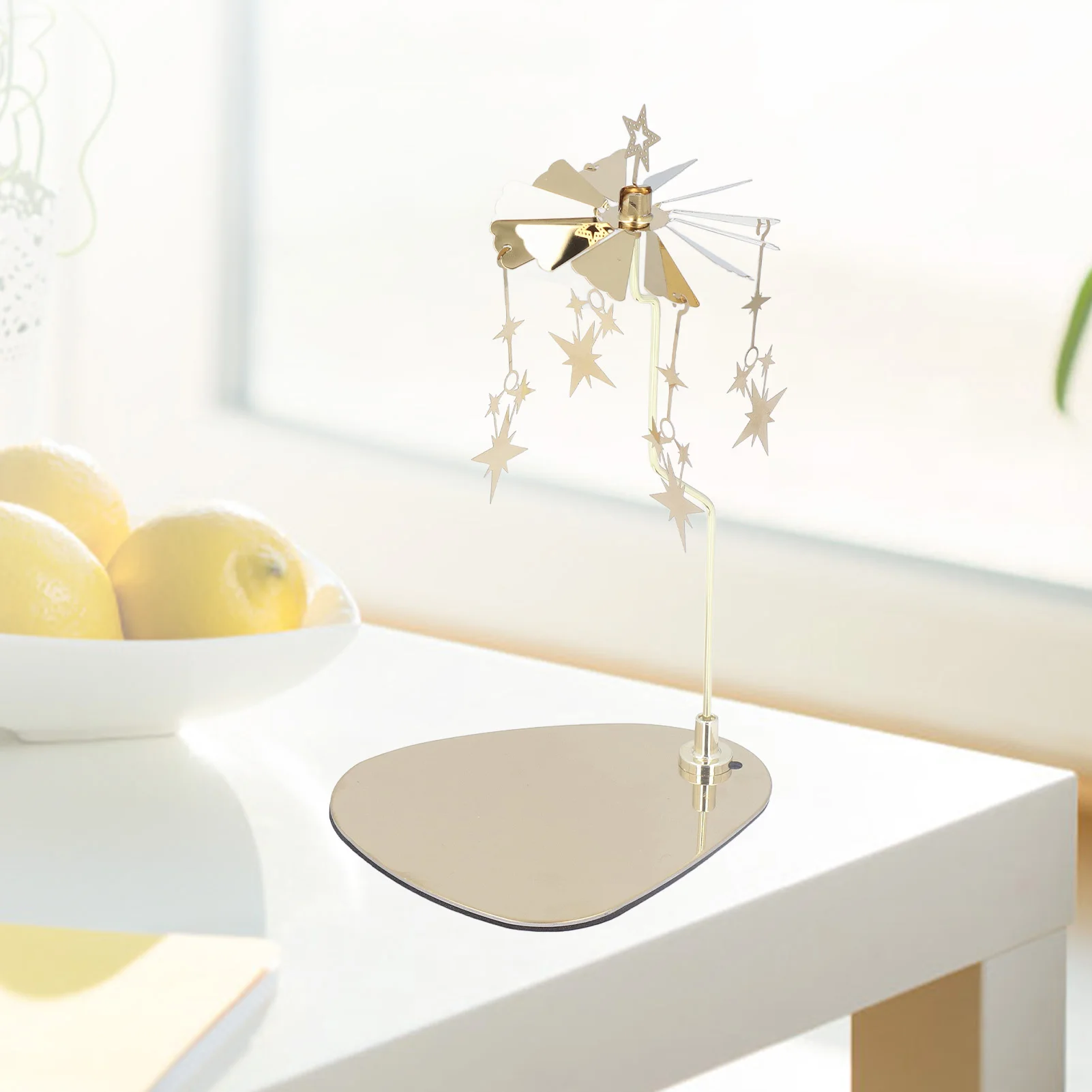 ZK30 Candle Holder Round Triangle Tray Romantic European Style Stainless Steel Rotating Aromatherapy Wind Chime Candle Holder St