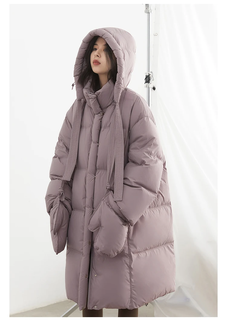 CHIC VEN New Women Down Coats Solid Loose Casual Hooded Down Jacket Female Soft 90 White Duck Down Coat Thick Autumn Winter 2024