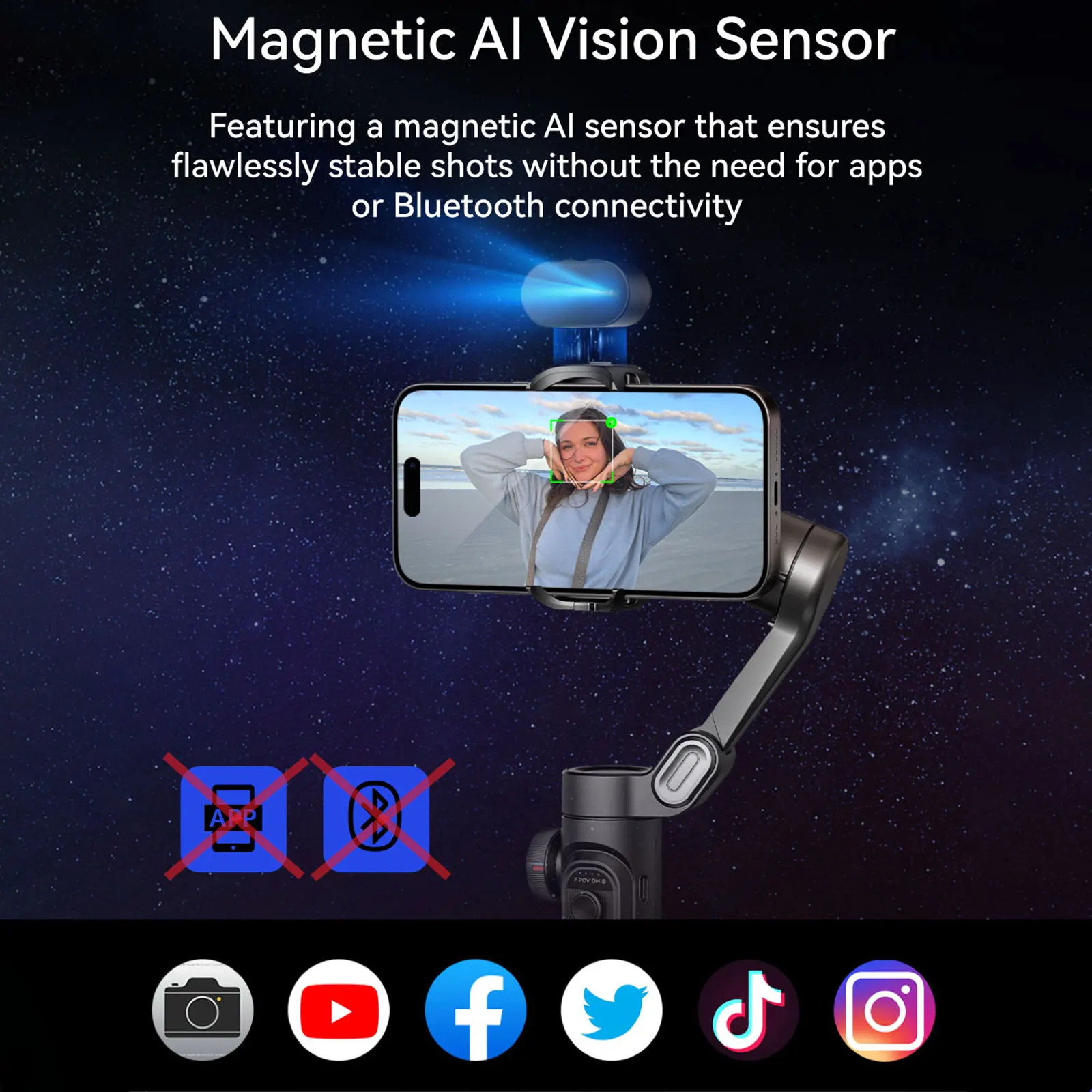AOCHUAN Smart XE Ai Smartphone 3 Axis Gimbal Stabilizer For iPhone and Android phone Face tracking without app Handheld Gimbal
