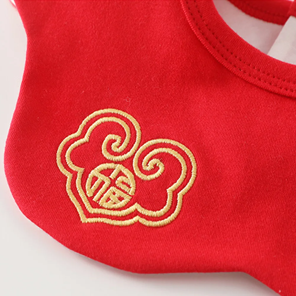 مرايل حمراء للأطفال حديثي الولادة من عمر 0 إلى 3 سنوات مطرزة بالقطن 100% للفتيات والأولاد 360 درجة °   مرايل قابلة للتعديل