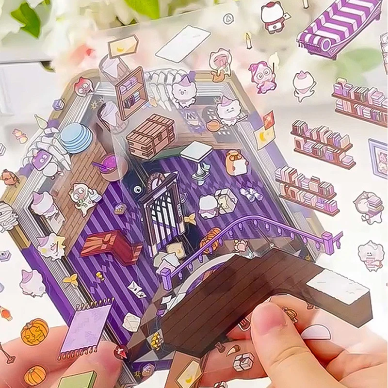 Pan Paper, kreatywne puzzle 3D naklejki z motywem przechowywania krajobrazu, kolaż pamiętnik księga gości naklejki DIY