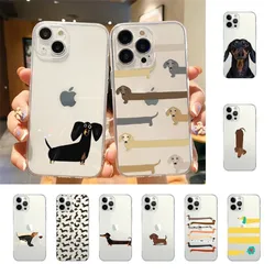 Dachshund Silhouette Dog Phone Case For Iphone 15 11 13 14 Pro Max 7 8 Plus X Xr Xs Max Se2020 12mini Transparent Cover