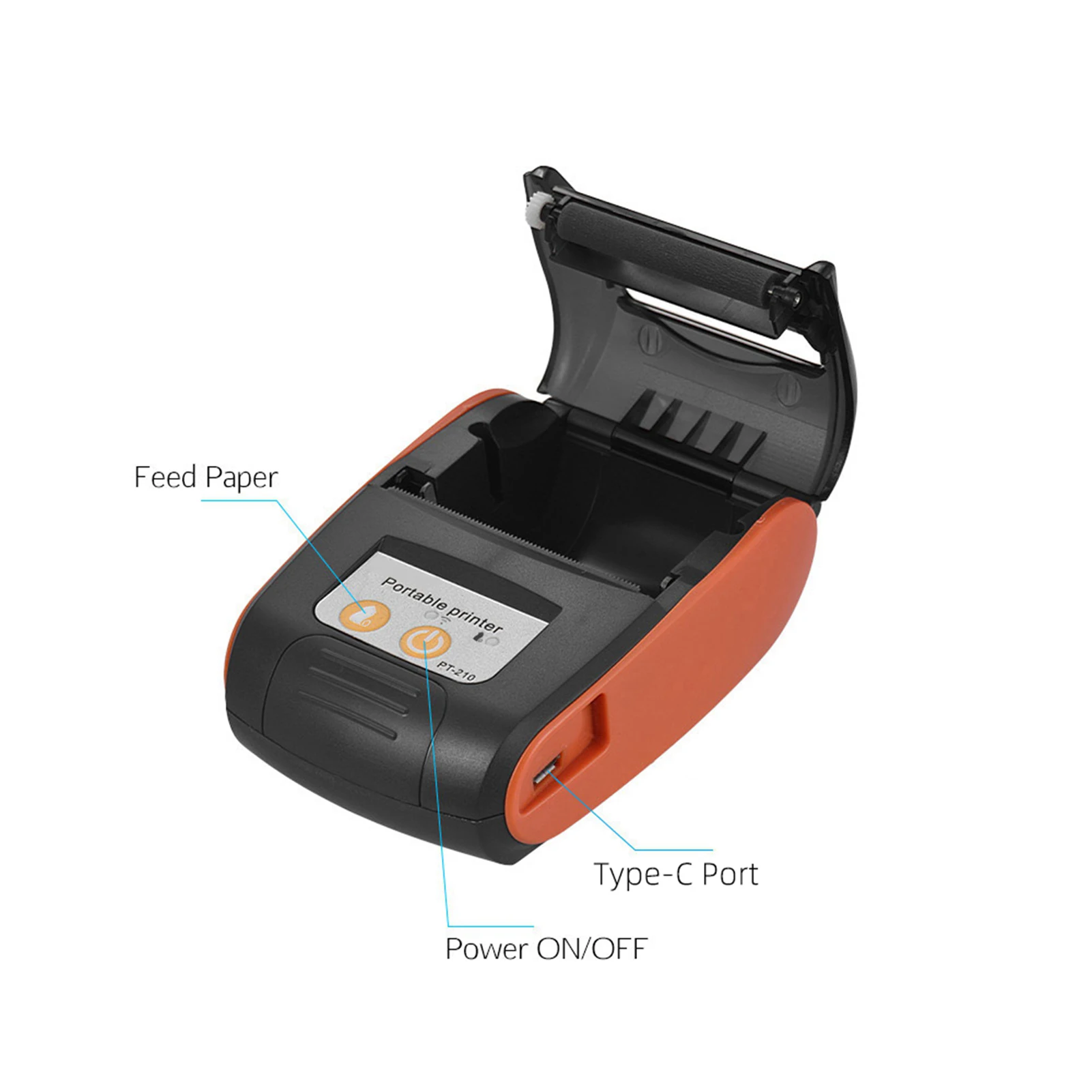 PT-210 58mm Portable Thermal Printer Bluetooth Mini Thermal Printer for Android for IOS