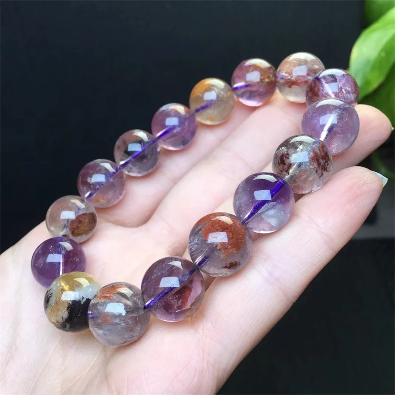 10mm Natural Purple Garden Quartz Bracelet Women Fashion Round Stone Elegant Healing Strand Bangles Wristband Gift 1PCS