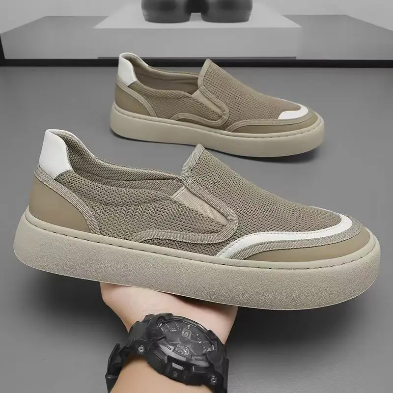 Fashion Mens Casual Sneakers Slip On Loafers Breathable Comfortable Walking Shoes Lightweight Soft Flats Male Footwear Trendy