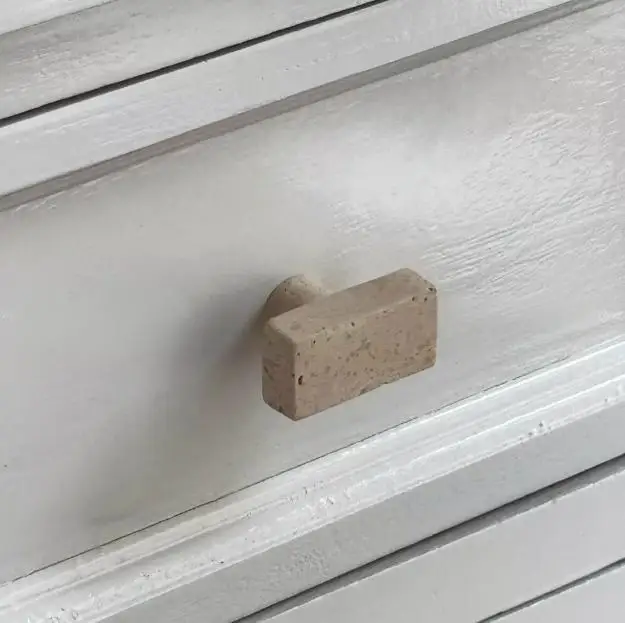 Wabi Sabi Style Natural Marble Door Handle Creative Light Luxury Bedroom Wardrobe Door Drawer Small Handle Marble Hook