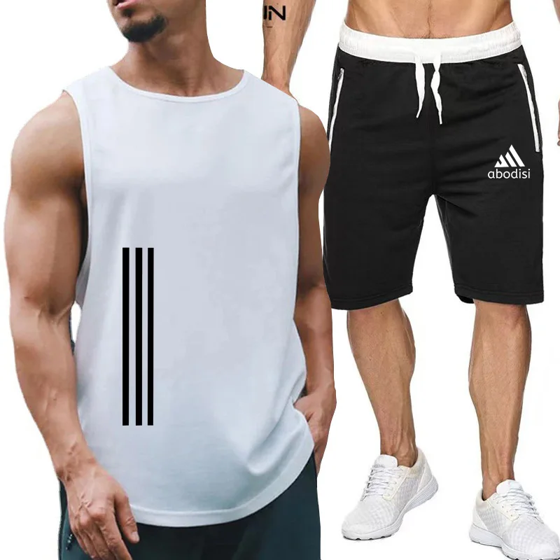 2024new men\'s sportswear short sleeved T-shirt and sports shorts summer casual jogging pants set men\'s two-piece setquick drying