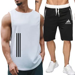 2024new men's sportswear short sleeved T-shirt and sports shorts summer casual jogging pants set men's two-piece setquick drying