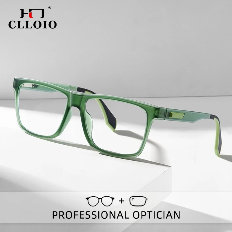 

CLLOIO Classic Retro Durable Anti Blue Light Anti-Reflective TR90 Square Myopia Glasses Progressive Prescription Reading Glasses