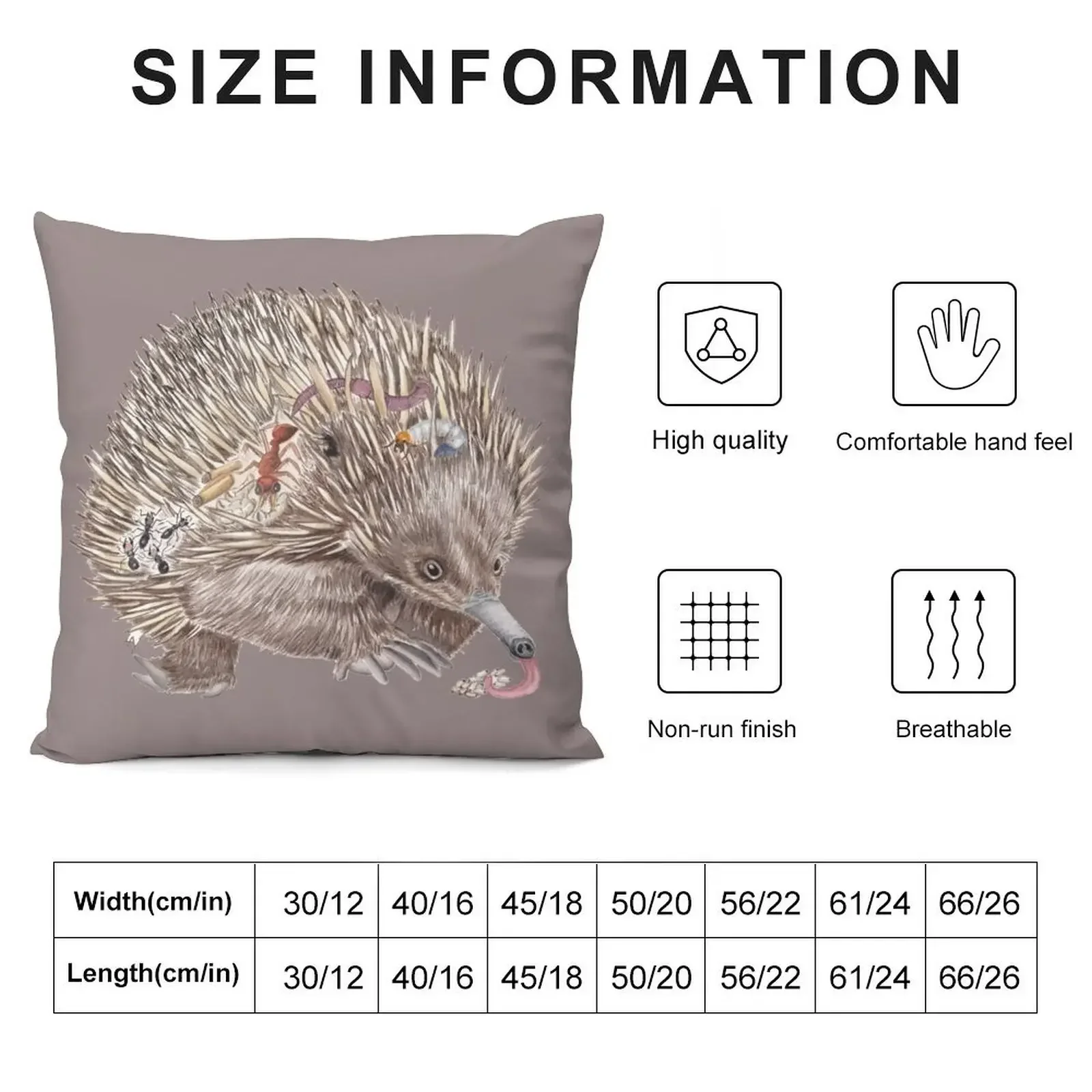 The Australian echidna with his favourite food. Throw Pillow Sofa Cushions Covers Embroidered Cushion Cover Couch Pillows pillow