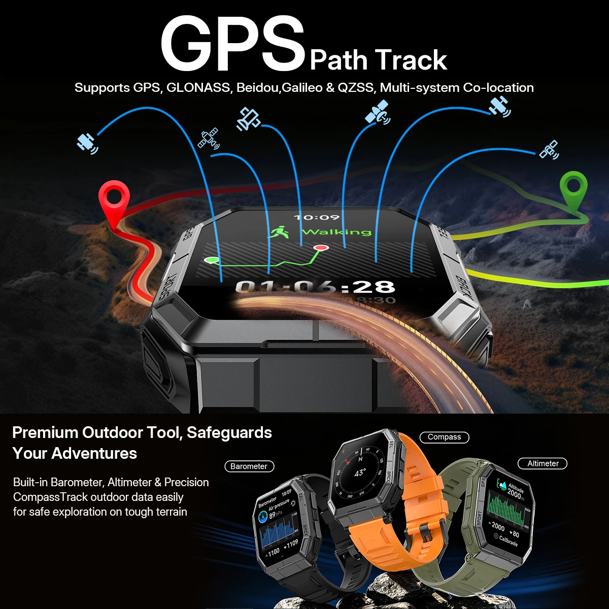 LIGE 신형 1000mAh 배터리 스마트 워치, GP - Altimeter Compass Watch 리뷰 및 가격