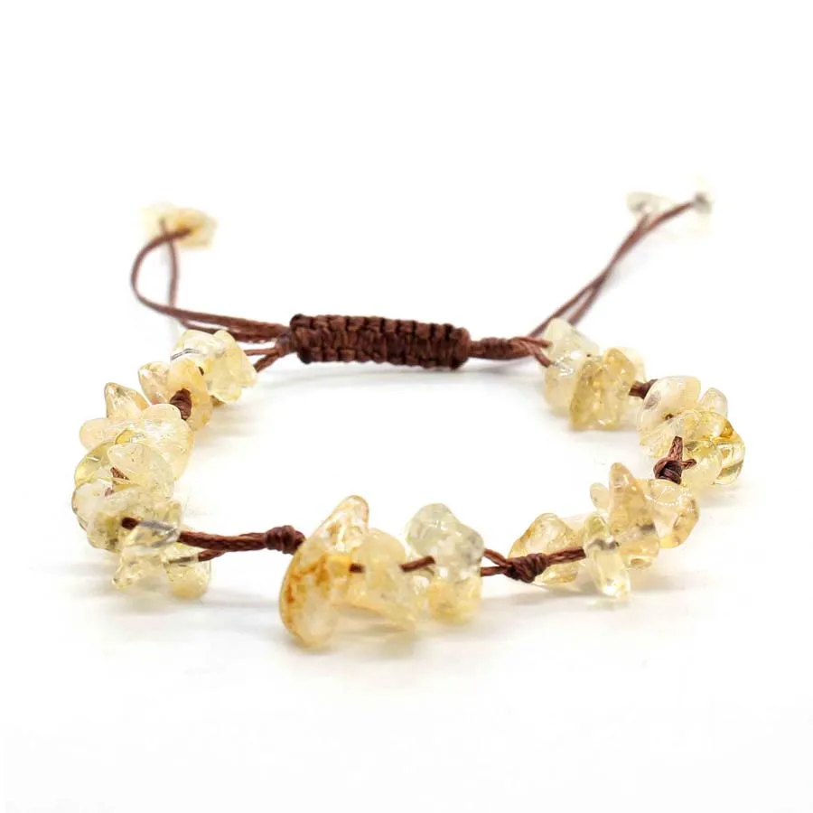 Macrame Crystal Chip Stone Braided Bracelet, Adjustable