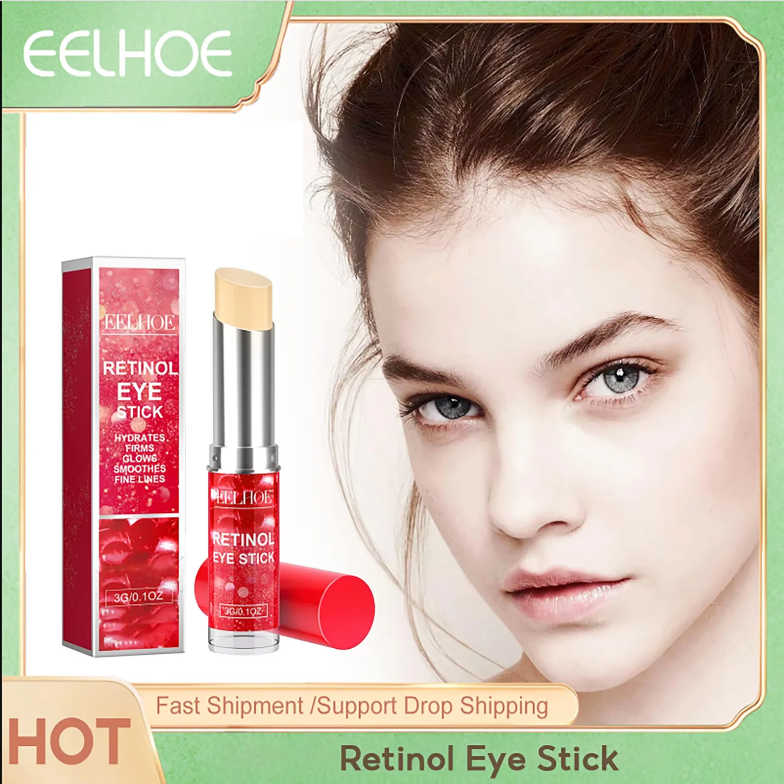 EELHOE Retinol Eye Stick Anti Puffiness Eye Bags Removal Dark Circles Eye Cream Smoothing Wrinkles Whitening Brighter Skin Care