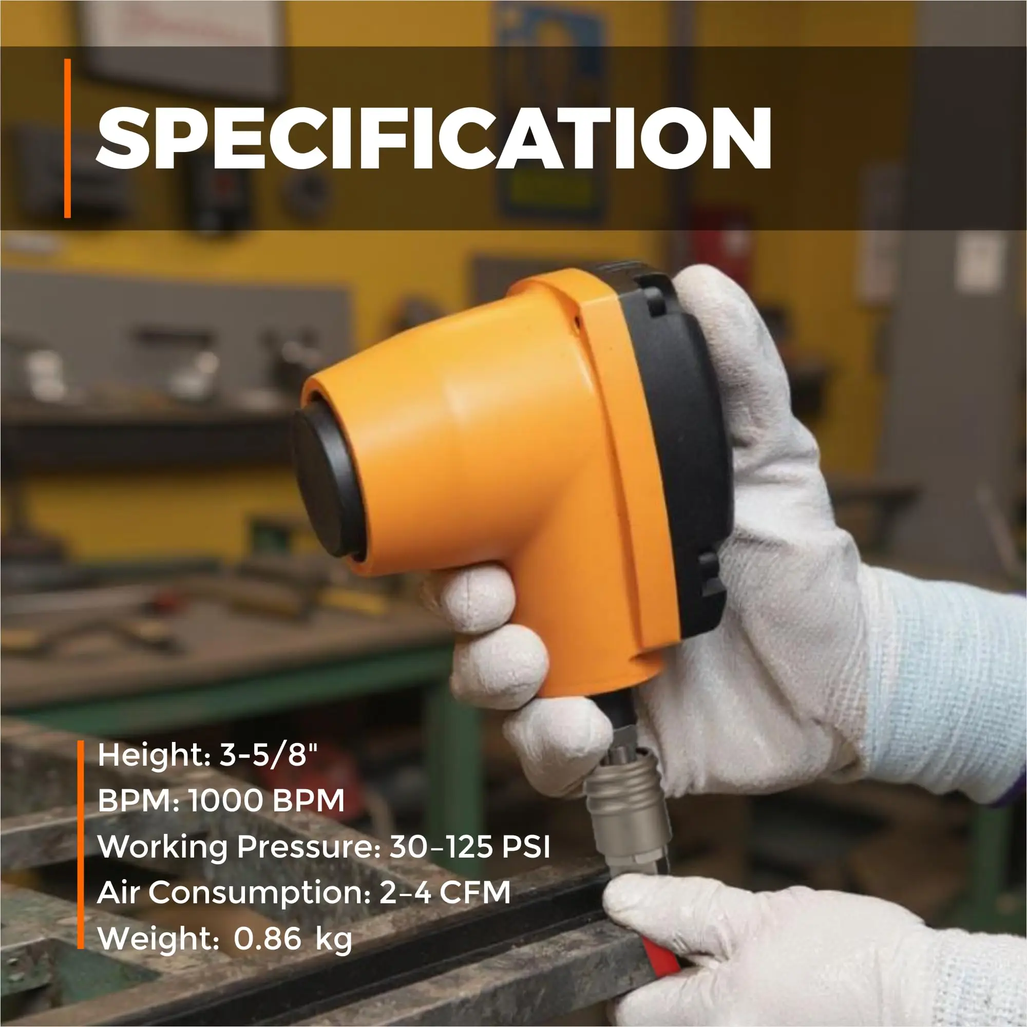 

Pneumatic Palm Hammer, 1000 BPM Air Impact Tool with Non-Marring Tip for Wood Edge Banding, Metal Part Removal, Tire Patch