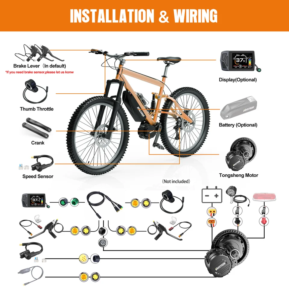 EU Direct] TONGSHENG TSDZ16 48V 1000W Electric Bicycle Mid Drive