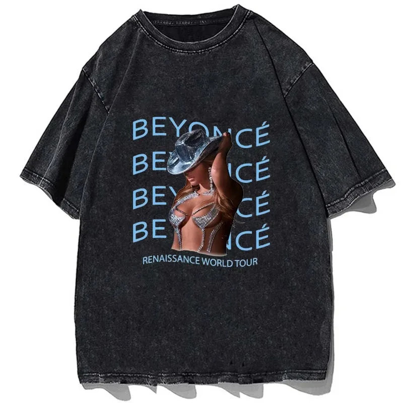 Beyonce T-shirt Renaissance World Tour Disco Cowboy Hat Merch Cotton Oversize Tees Tops Short Sleeve Tee Men Women\'s Tshirt