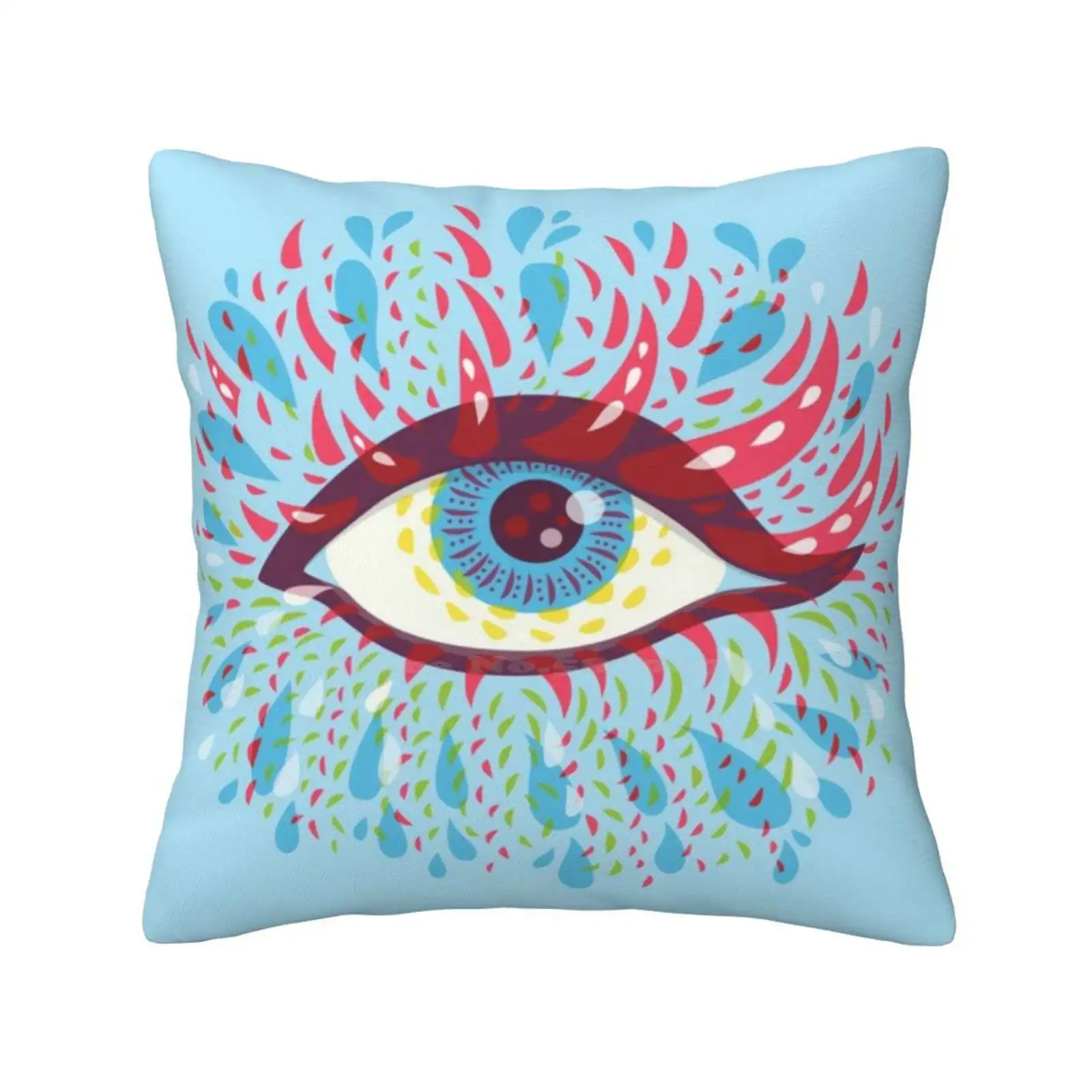 Weird Blue Psychedelic Eye Trippy Art Pillow Cover Hug Pillowcase Colorful Vector Trippy Eye Drawing Trippy Drawing Mystical