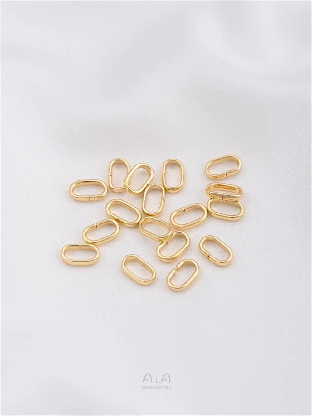 14K Gold-Color Flat Wire Oval Open Ring Handmade DIY Bracelet Earrings Chain Connection Ring Jewelry Accessories K027